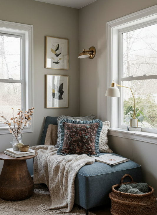 Star Omega Dekoratif Kadife Fırfır Kırlent Desenli