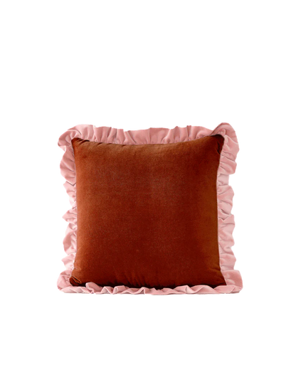 Omega Dekoratif Fırfır Kadife Kırlent