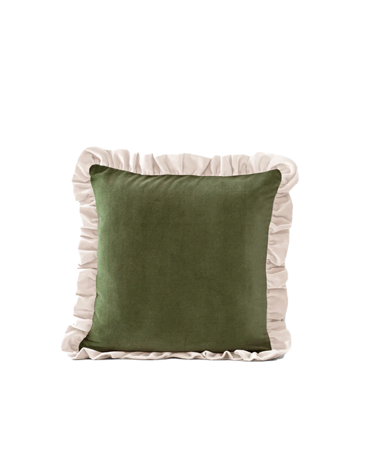 Omega Dekoratif Fırfır Kadife Kırlent