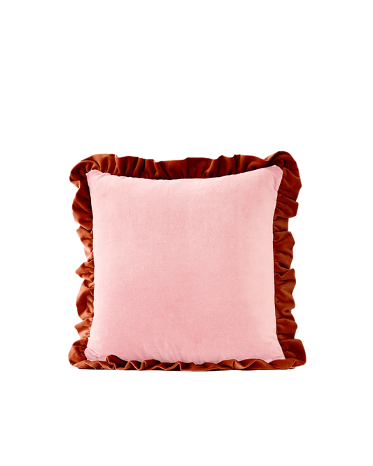 Omega Dekoratif Fırfır Kadife Kırlent