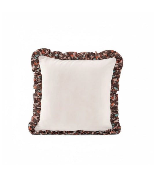 Star Omega Dekoratif Kadife Fırfır Kırlent Desenli